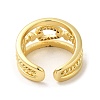Rack Plating Real 18K Gold Plated Brass Hollow Teardrop Open Cuff Rings RJEW-B048-02G-3
