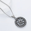 Vintage 304 Stainless Steel Pirate Rune Viking Compass Pendant Necklaces for Men Women LS-AZ8972-1