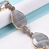 Natural Grey Agate Beads Strands with Round Beads G-G990-A01-2