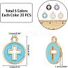 100Pcs 5 Colors Light Gold Plated Alloy Enamel Pendants ENAM-NB0001-46-5