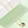Brass Pave Cubic Zirconia Rectangle & Teardrop Pendant Cable Chain Necklaces KK-CBAB173-05G-06-2