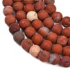 Frosted Natural Red Jasper Beads Strands G-C270-M01-8mm-4