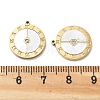 PVD Vacuum Plating 304 Stainless Steel Pave Shell Flat Round Roman Numerals Pendants STAS-R130-25G-3