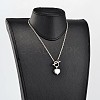 Valentine's Day Heart 304 Stainless Steel Lariat Necklaces X-NJEW-JN01484-3