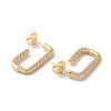 Rectangle Brass Cubic Zirconia Stud Earrings EJEW-K247-15G-2