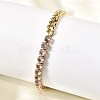 Brass Micro Pave Cubic Zirconia Square Link Chain Bracelets BJEW-L460-005G-2