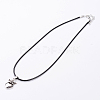Antique Silver Alloy Heart Waxed Cord Pendant Necklaces NJEW-J054-02-1