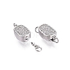 Brass Micro Pave Clear Cubic Zirconia Box Clasps KK-Q074-04P-2