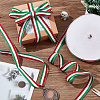 50 Yards Tricolor Polyester Striped Grosgrain Ribbon OCOR-WH0078-199B-5