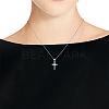 304 Stainless Steel Pave Natural Paua Shell Religion Cross Pendant Necklaces for Women FS-WG66782-01-4