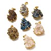 Electroplated Natural Druzy Agate Pendants G-K338-45G-1