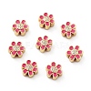 Flower Brass Micro Pave Clear Cubic Zirconia Beads KK-G419-06G-2