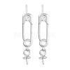 925 Sterling Silver with Cubic Zirconia Stud Earrings Findings EJEW-B038-02P-1