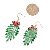 Leaf Glass Pearl Dangle Earrings EJEW-TA00739-4