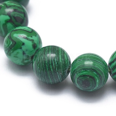 Synthetic Malachite(Dyed) Bead Stretch Bracelets BJEW-K212-C-031-1