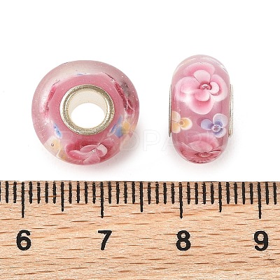 Lampwork & Brass Core European Beads LAMP-P019-01P-14-1