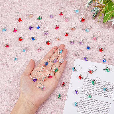 50Pcs Rhinestone Adjustable Rings RJEW-FI0001-06-1