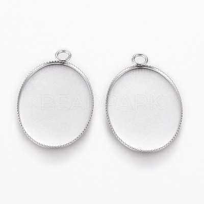 Tarnish Resistant 304 Stainless Steel Pendant Cabochon Settings STAS-L195-11A-1