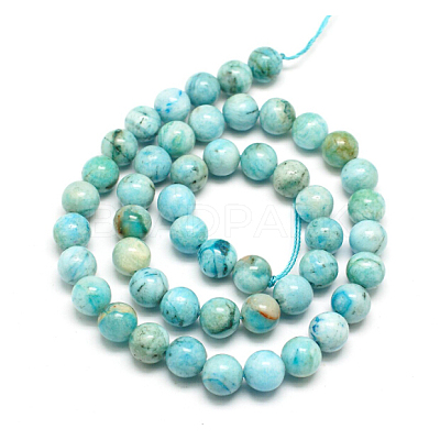 Natural Gemstone Hemimorphite Round Beads Strands G-L145-8mm-01-1