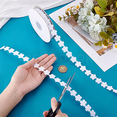 Polyester Flower Lace Trim Ribbon OCOR-WH0105-095-1
