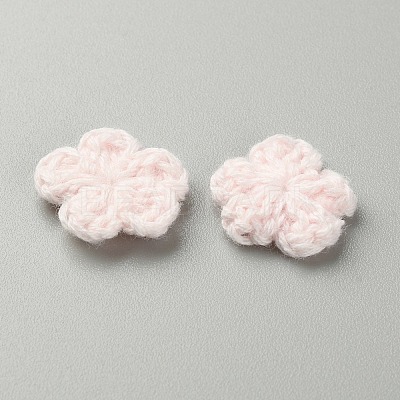 Peach Blossom Handmade Crochet Cotton Ornament Accessories AJEW-WH0326-53F-1