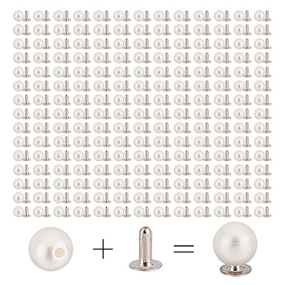 200 Sets ABS Plastic Imitation Pearl Rivet Studs KY-GO0001-06A-1