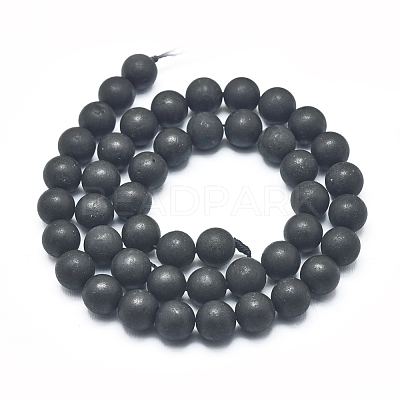 Natural Shungite Beads Strands G-F675-04-8mm-1