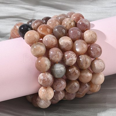 Natural Sunstone Round Beads Stretch Bracelets for Women BJEW-Z158-03A-01-1