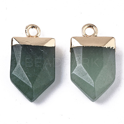 Natural Green Aventurine Pointed Pendants G-N326-34H-1