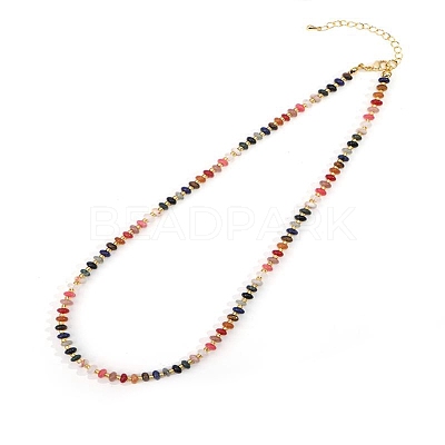 Colorful Natural Mixed Stone Rondelle Beaded Necklaces for Summer Beach Style CL7611-2-1