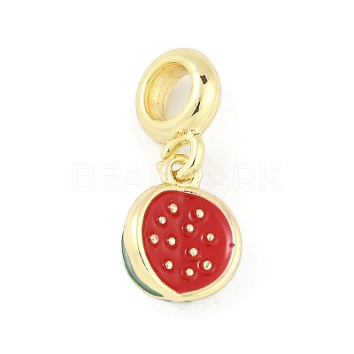 Brass Enamel Fruit European Dangle Charms KK-Z090-08G-02-1