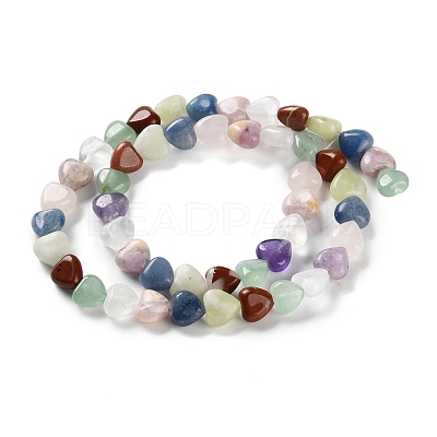Natural Quartz Crystal & Red Jasper & Green Aventurine & Blue Aventurine & Lepidolite & Amethyst & Lemon Jade Beads Strands G-B022-39A-1