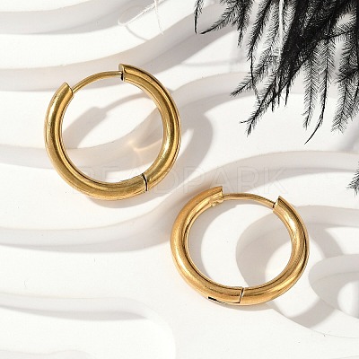 202 Stainless Steel Huggie Hoop Earrings X-EJEW-F111A-18mm-G-1