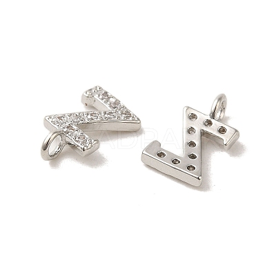 Initial Letter Brass Micro Pave Cubic Zirconia Pendants ZIRC-F008-Z-1