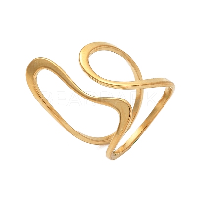304 Stainless Steel Open Cuff Rings for Women RJEW-Z077-01G-08-1