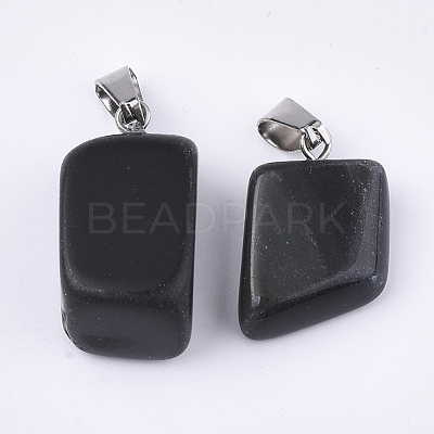 Natural Black Stone Pendants G-Q996-12-1