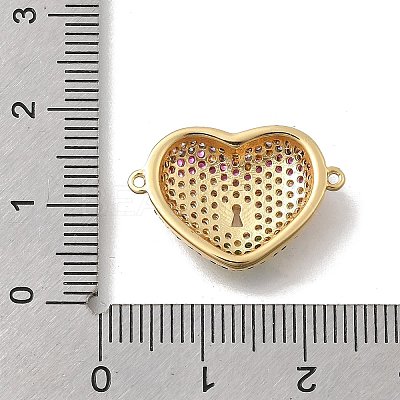 Brass Micro Pave Cubic Zirconia Heart Connector Charms KK-D431-062B-G-1