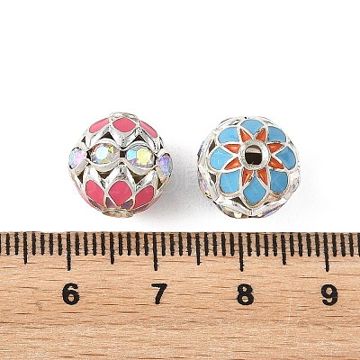 Brass & Alloy & Rhinestone Enamel Beads RB-CBA973B-11C-P-1