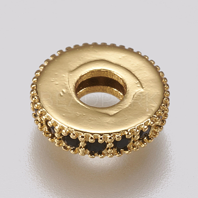 Brass Micro Pave Cubic Zirconia Bead Spacers ZIRC-K074-11A-02G-1