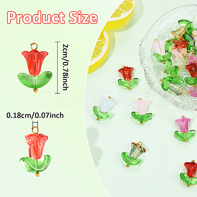 10Pcs Glass Pendants PALLOY-YW00040-01-1