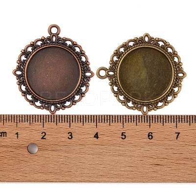 Flat Round Zinc Alloy Pendant Cabochon Settings PALLOY-X0013-NR-1