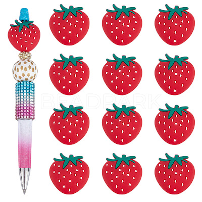 15Pcs Strawberry Food Grade Eco-Friendly Silicone Focal Beads SIL-UN0001-01-1