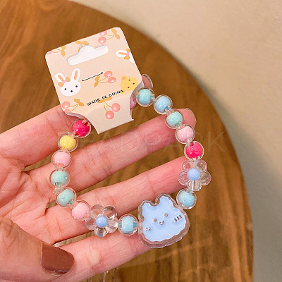 Adorable Pastel Acrylic Beaded Stretch Bracelets for Girl FS-WGCE8BF-04-1