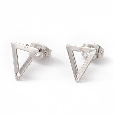 Non-Tarnish 201 Stainless Steel Stud Earring Findings with Hole EJEW-A071-29P-1