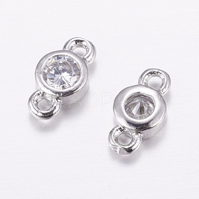 Brass Micro Pave Cubic Zirconia Links X-KK-F714-09P-1