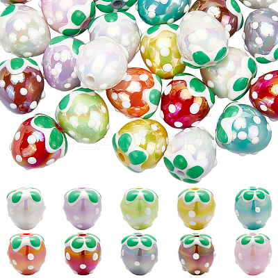 30Pcs UV Plating Rainbow Iridescent Acrylic Beads PACR-SC0001-06-1