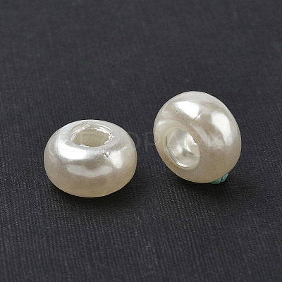 ABS Plastic Imitation Pearl Rondelle Large Hole European Beads X-MACR-S256-A41-1
