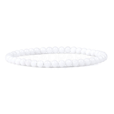 4mm Round Glass Beads Bracelet for Men KG3069-40-1