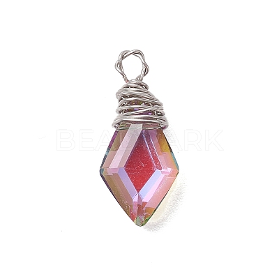 Copper Wired Glass Pendants PALLOY-JF02621-01-1