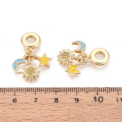 Brass Micro Pave Clear Cubic Zirconia and Enamel European Dangle Charms KK-T079-73G-1
